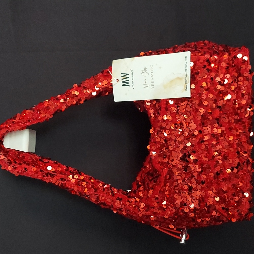 MOST WANTED Red Sequin Handbag - Picture 3 of 12